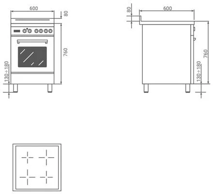 Inductiefornuis 60cm 4 zones – Toscana